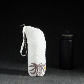 White Handmade Cotton 1L Water Bottle Cover
