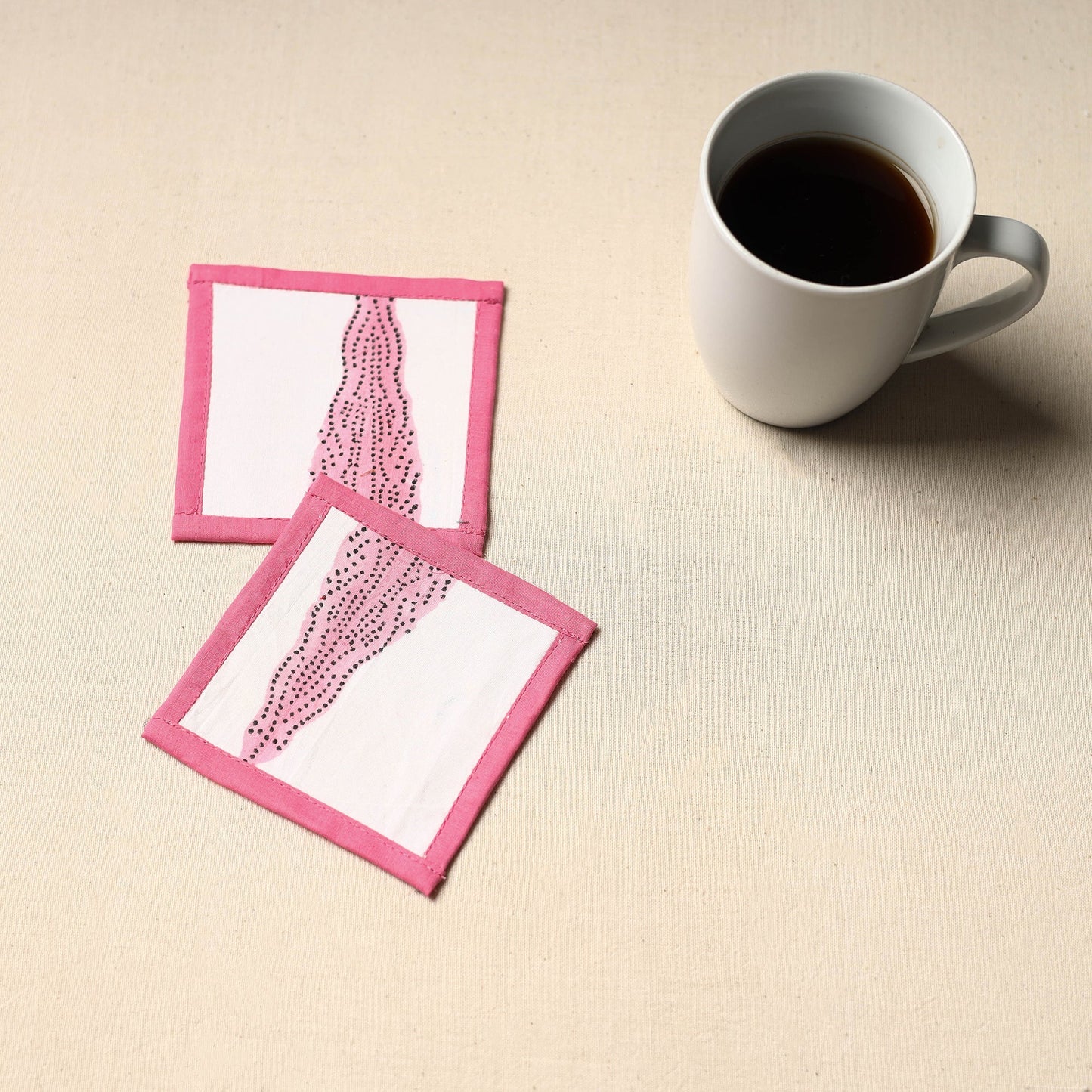 White Handmade Cotton Coasters (Set of 2)