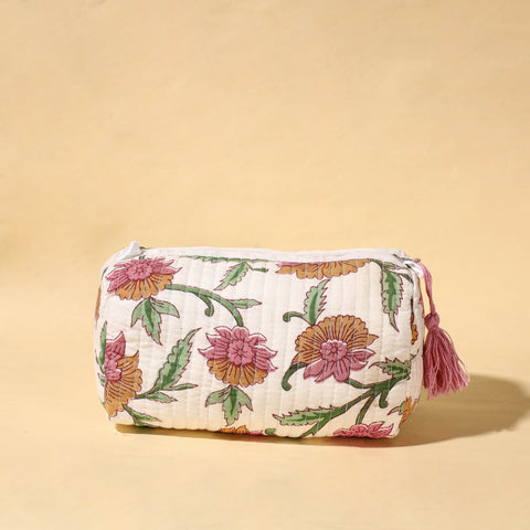  Handmade Cotton Fabric Quilted Utility Pouch With Tassel 