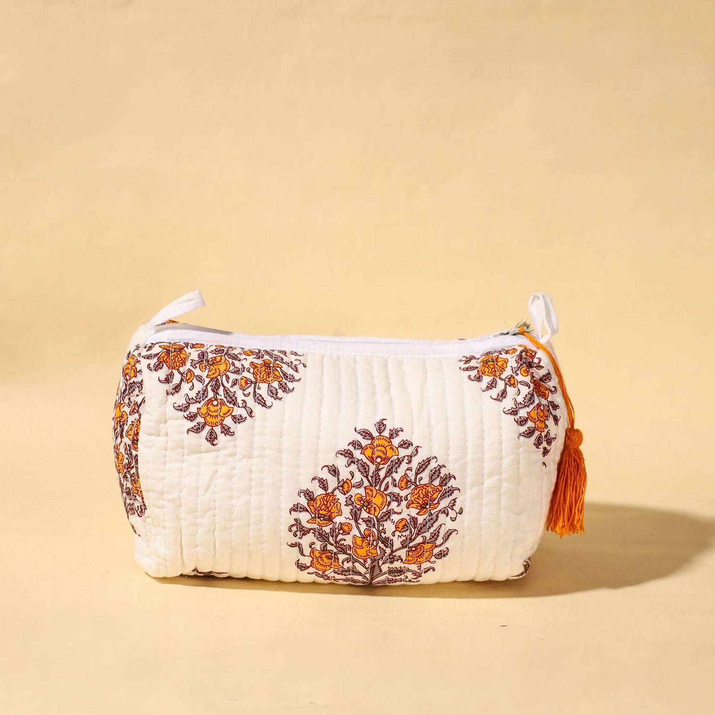  Handmade Cotton Fabric Quilted Utility Pouch With Tassel 