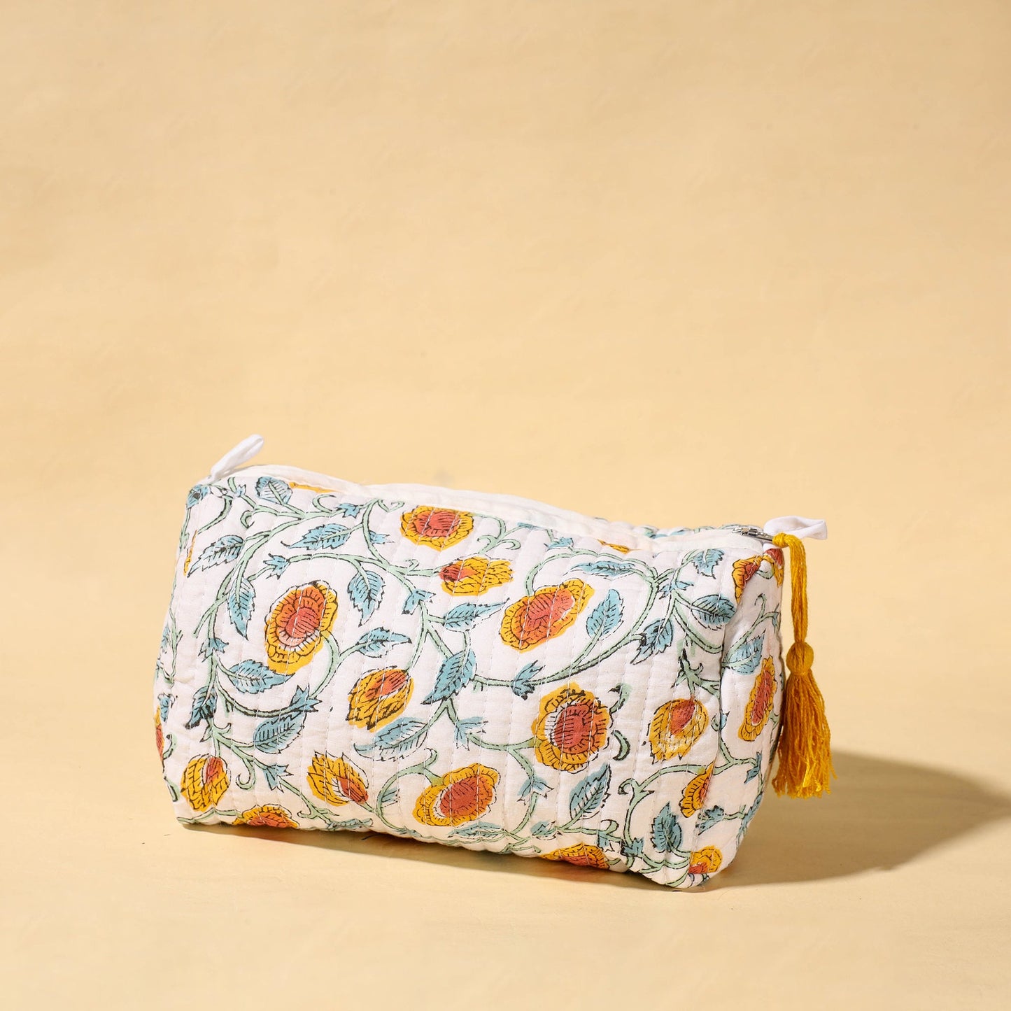  Handmade Cotton Fabric Quilted Utility Pouch With Tassel 