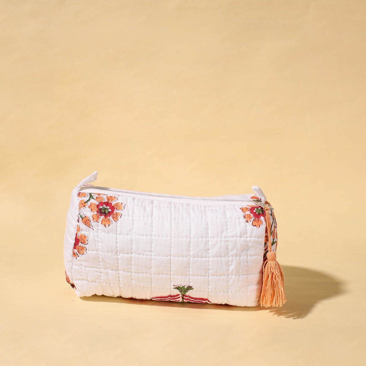  Handmade Cotton Fabric Quilted Utility Pouch With Tassel 