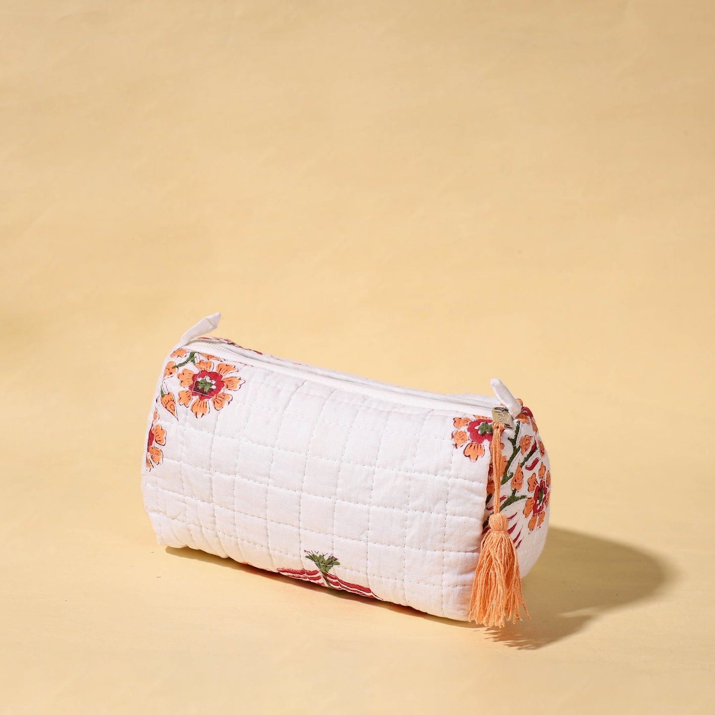  Handmade Cotton Fabric Quilted Utility Pouch With Tassel 