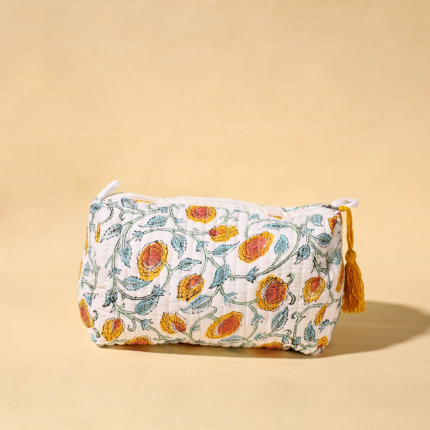  Handmade Cotton Fabric Quilted Utility Pouch With Tassel 