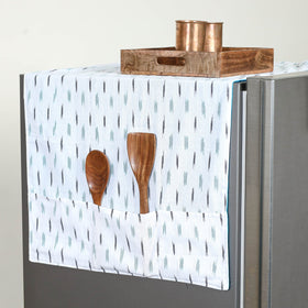 Handmade Cotton White Fridge Top Cover with Multiple Pockets