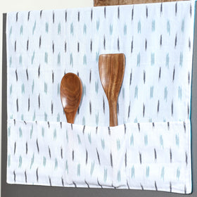 Handmade Cotton White Fridge Top Cover with Multiple Pockets