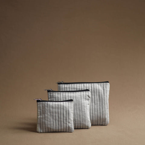 White Handmade Cotton Multipurpose Utility Pouches (set of 3)