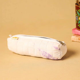 White - handmade cotton quilted pencil pouch 08
