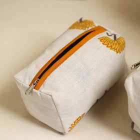  White Handmade Cotton Toiletry Bags (Set of 3)