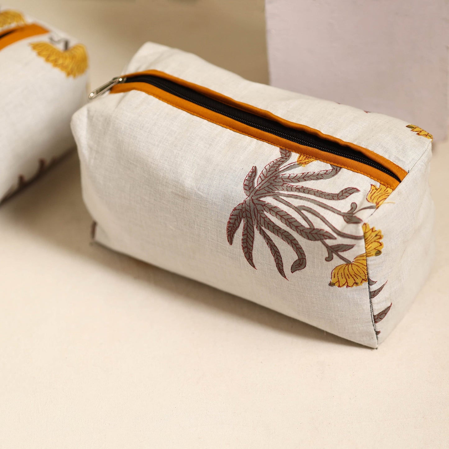  White Handmade Cotton Toiletry Bags (Set of 3)