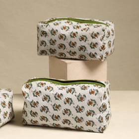  White Handmade Cotton Toiletry Bags (Set of 3)