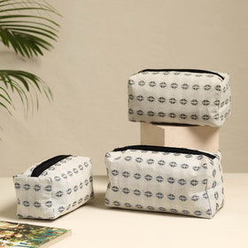  White Handmade Cotton Toiletry Bags (Set of 3)