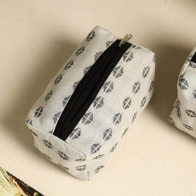  White Handmade Cotton Toiletry Bags (Set of 3)