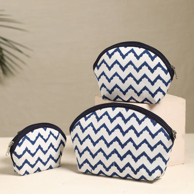 White Handmade Cotton Toiletry Bags (Set of 3)