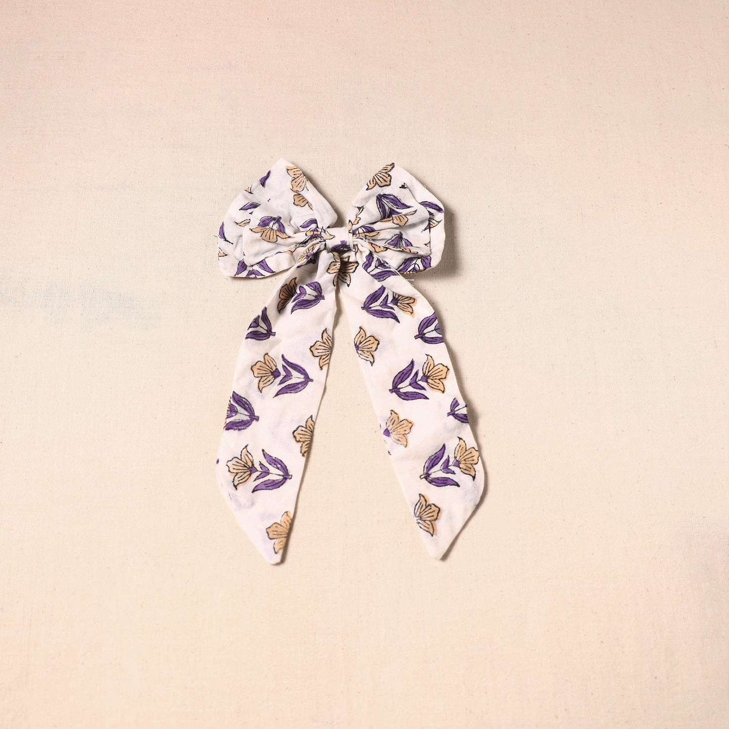 White - handmade fabric bow hair clip 09 - handcrafted