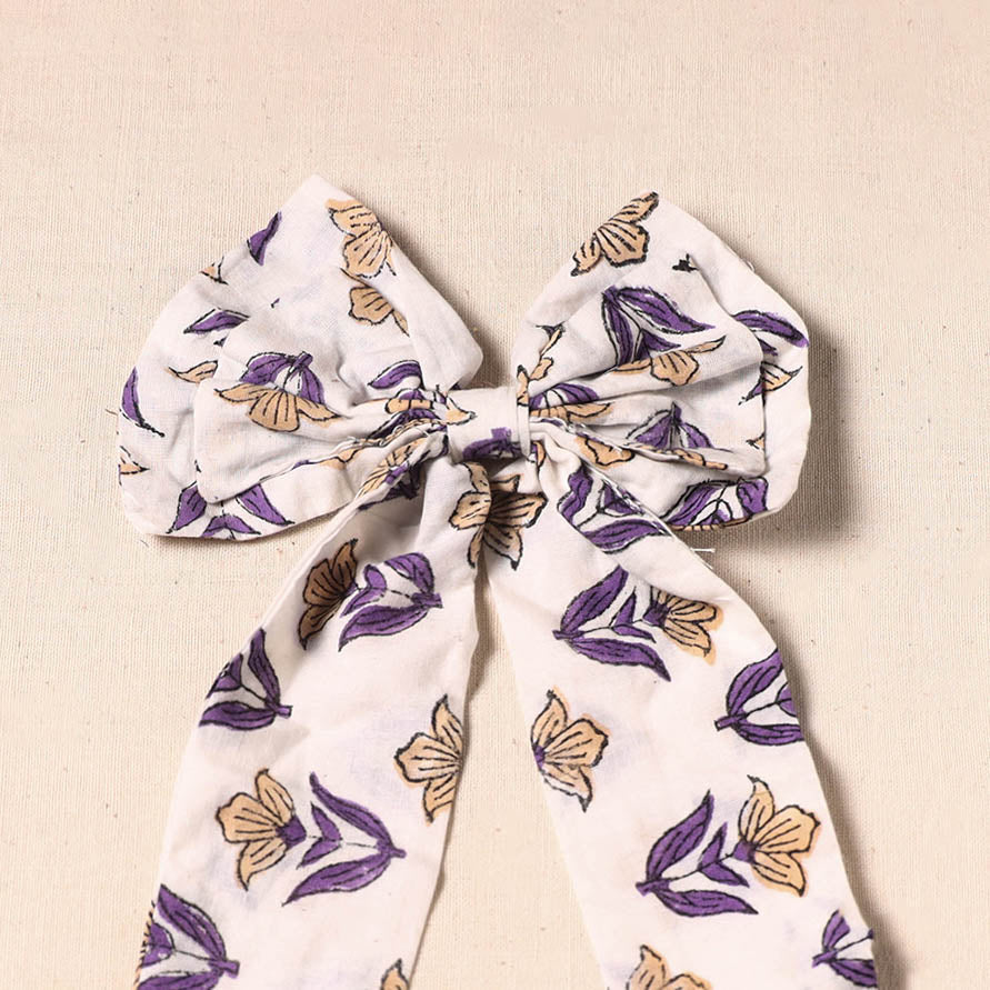 White - handmade fabric bow hair clip 09 - handcrafted