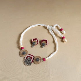 White - handmade gs jute fabart necklace set 10