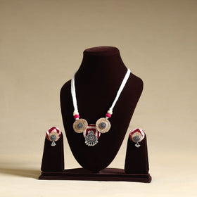 White - handmade gs jute fabart necklace set 10