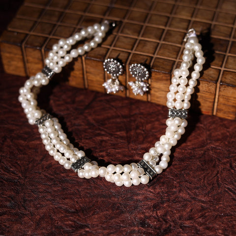  Handmade GS Pearl Choker Necklace Set