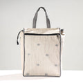 White Handmade Jacquard Cotton Shopping Bag