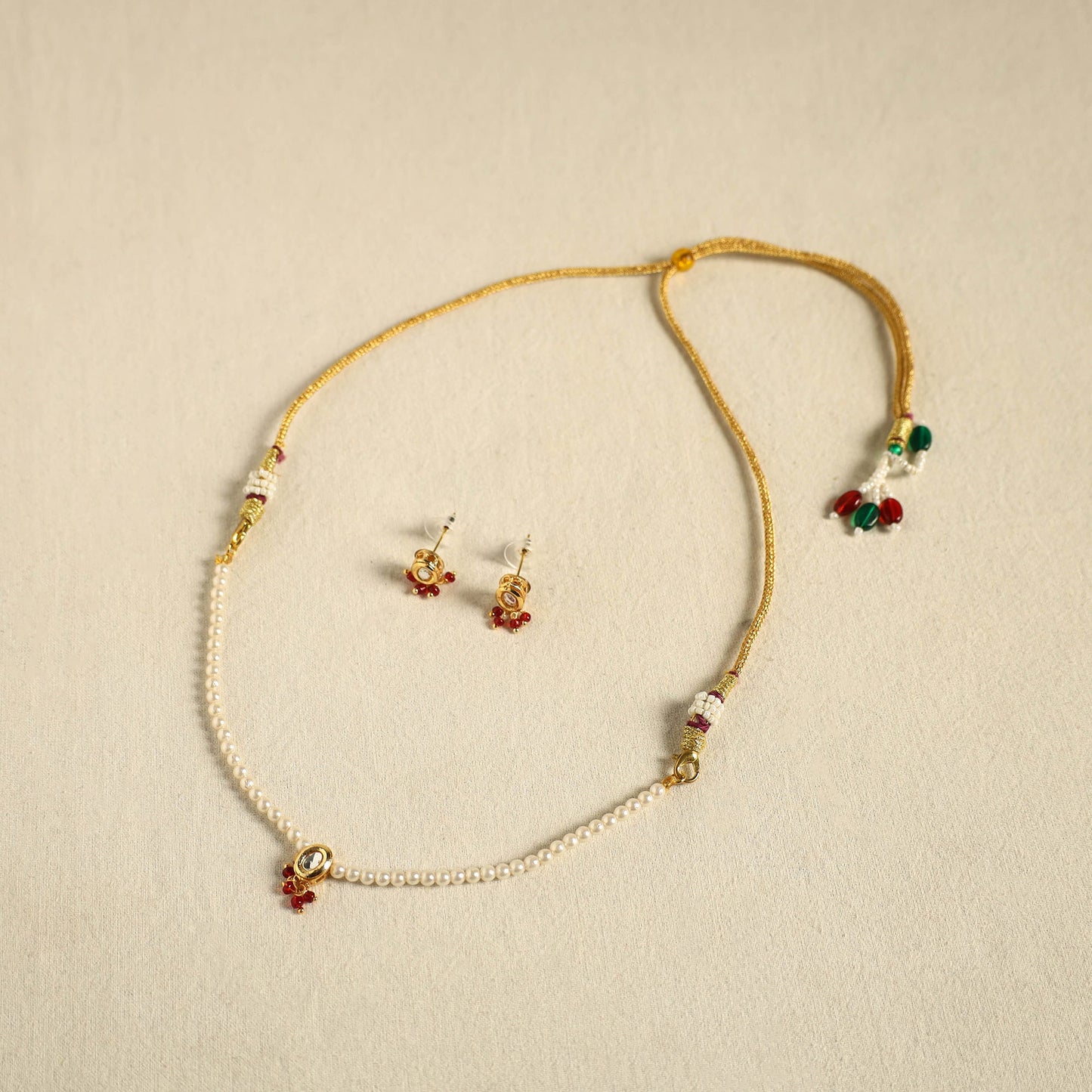 White - handmade kundan work choker necklace set 14