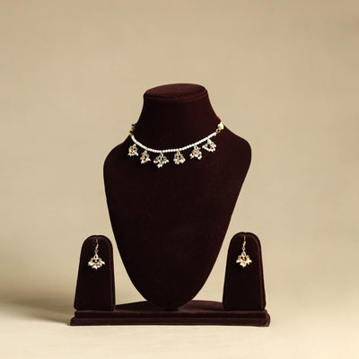 White Handmade Kundan Work Choker Necklace Set