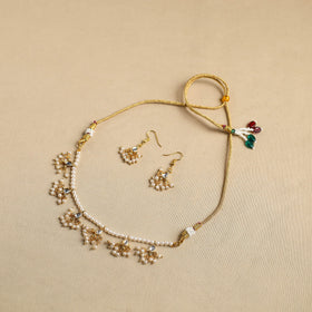 White Handmade Kundan Work Choker Necklace Set