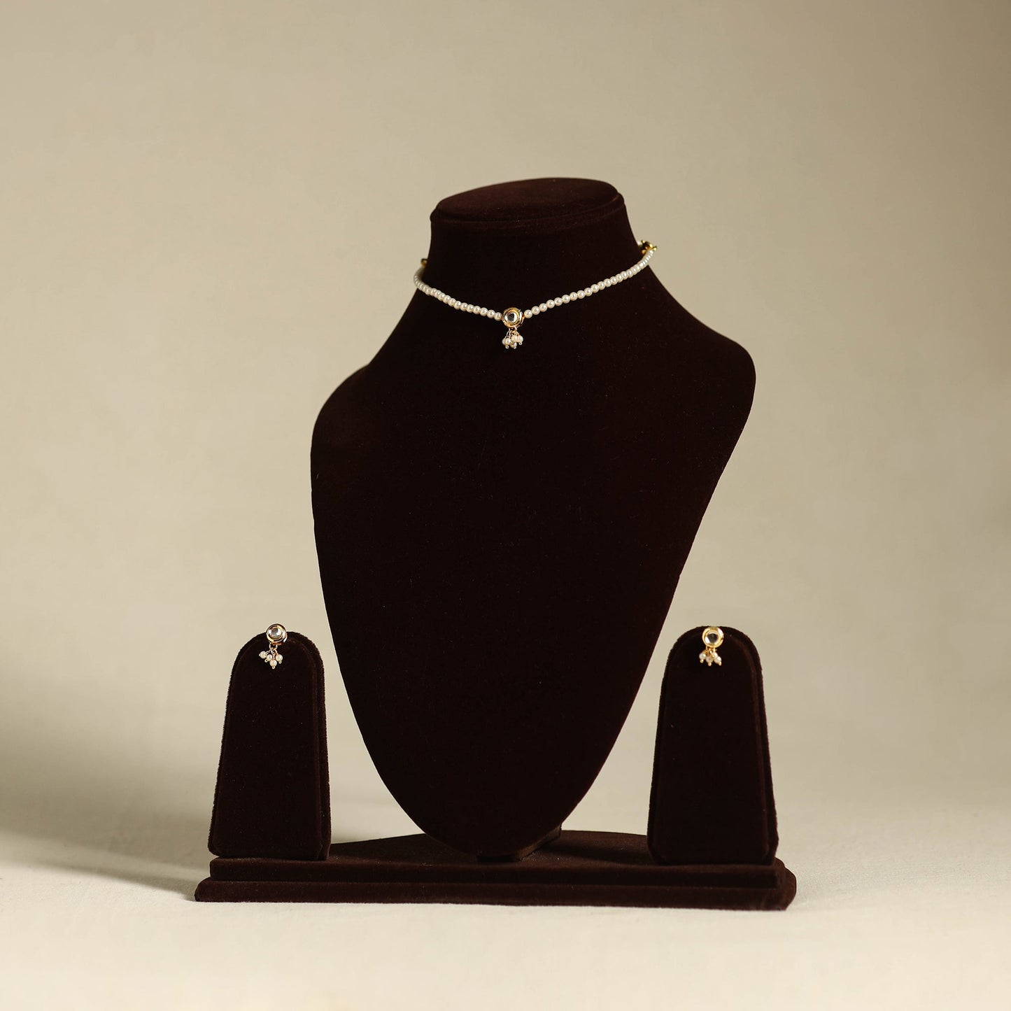 White - handmade kundan work choker necklace set 22