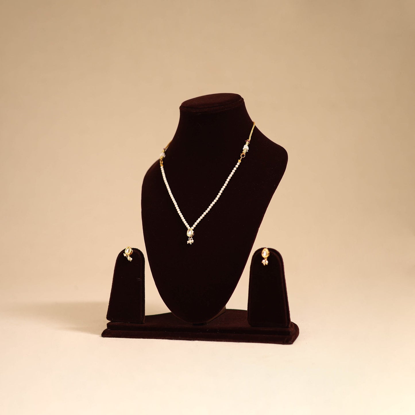 White - handmade kundan work choker necklace set 42