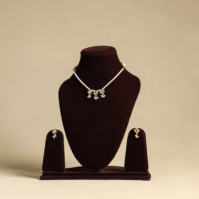 White Handmade Kundan Work Necklace Set
