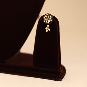 White - handmade kundan work necklace set 65 - handcrafted