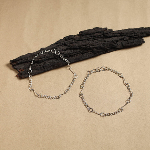 White - handmade molded brass anklet (pair) 05 - handcrafted