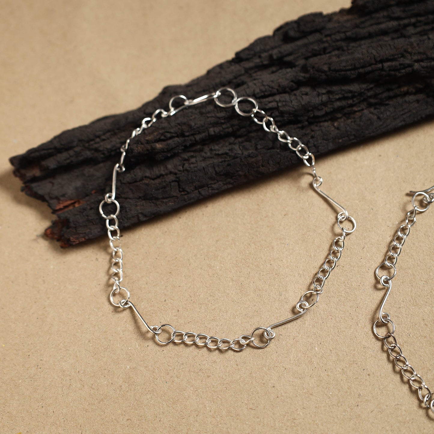 White - handmade molded brass anklet (pair) 05 - handcrafted