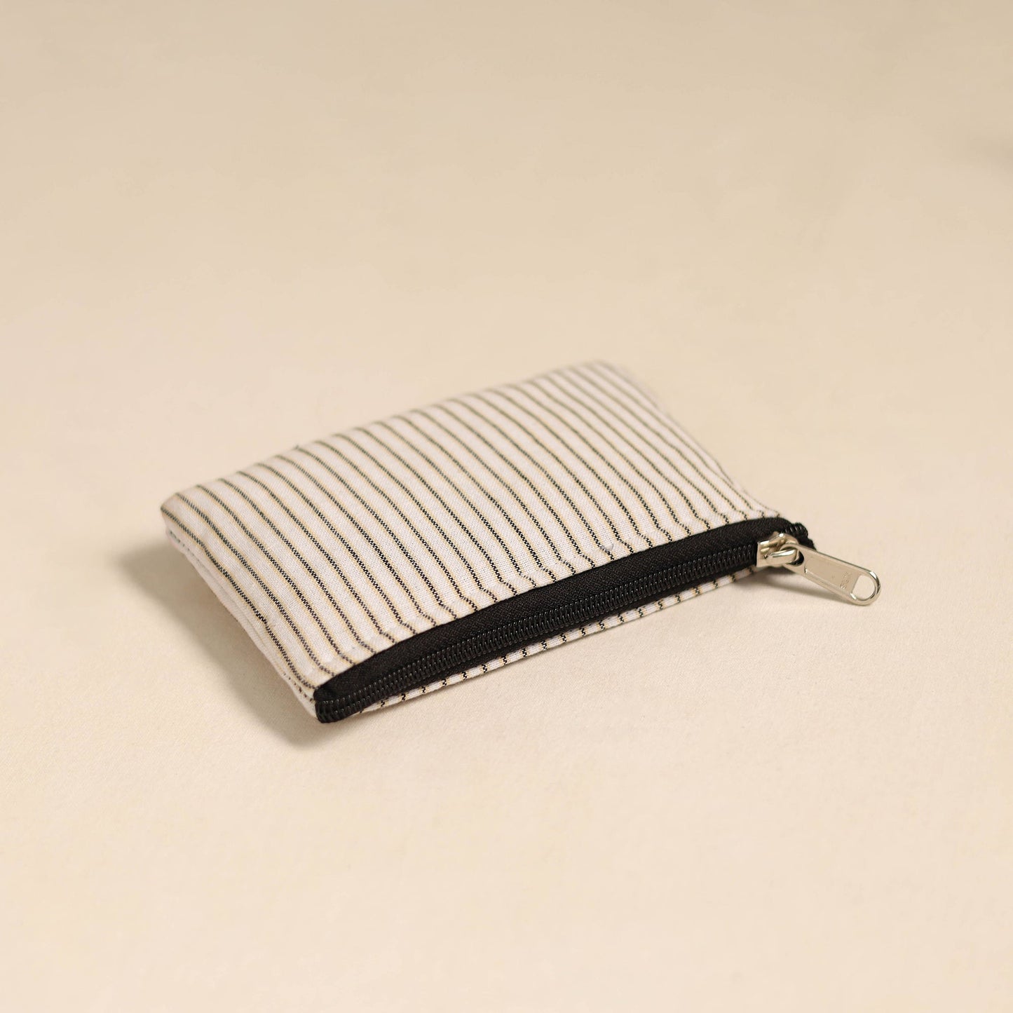  White Handmade Quilted Cotton Coin Pouch Online in India