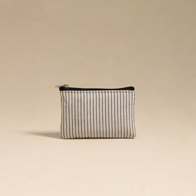  White Handmade Quilted Cotton Coin Pouch Online in India