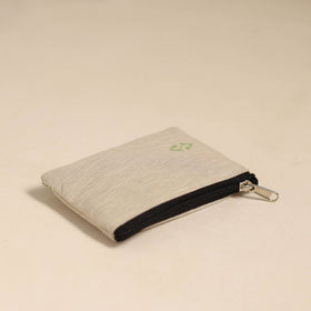 Off White Handmade Quilted Cotton Coin Pouch Online in India