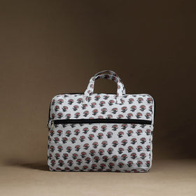  White Handmade Quilted Cotton Laptop Bag (13 x 16 in)