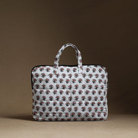  White Handmade Quilted Cotton Laptop Bag (13 x 16 in)
