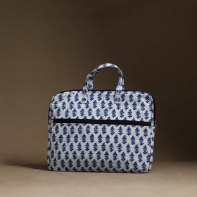  White Handmade Quilted Cotton Laptop Bag (13 x 16 in)