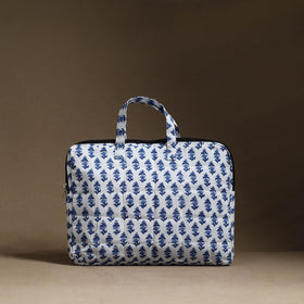  White Handmade Quilted Cotton Laptop Bag (13 x 16 in)