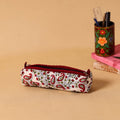  White Handmade Quilted Cotton Pencil Pouch