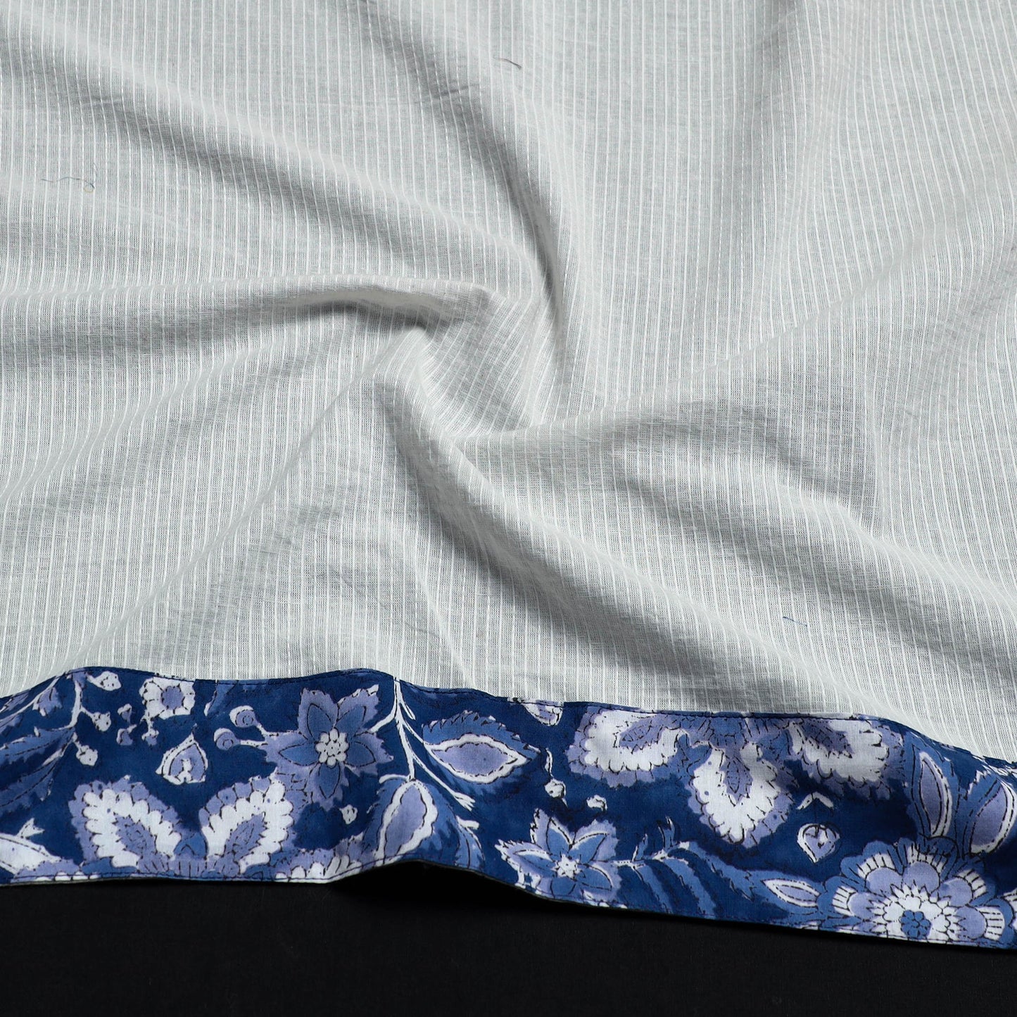 White - handmade running stitch plain cotton blouse piece