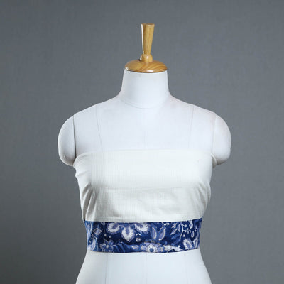 White - handmade running stitch plain cotton blouse piece