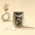 White Handmade Vintage Metal & Mosaic Stone Clutch / Sling Bag 