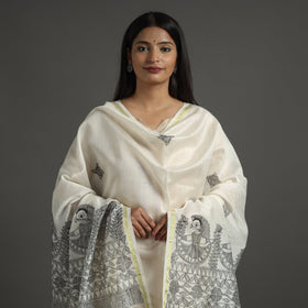 Handpainted Chanderi Silk Handloom Madhubani Dupatta