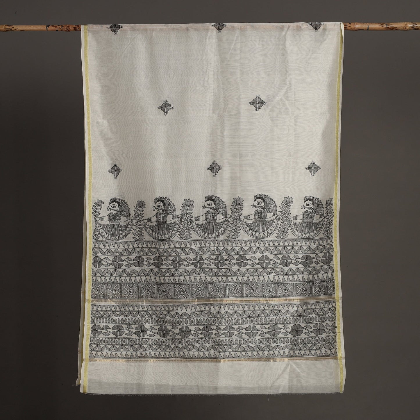 Handpainted Chanderi Silk Handloom Madhubani Dupatta