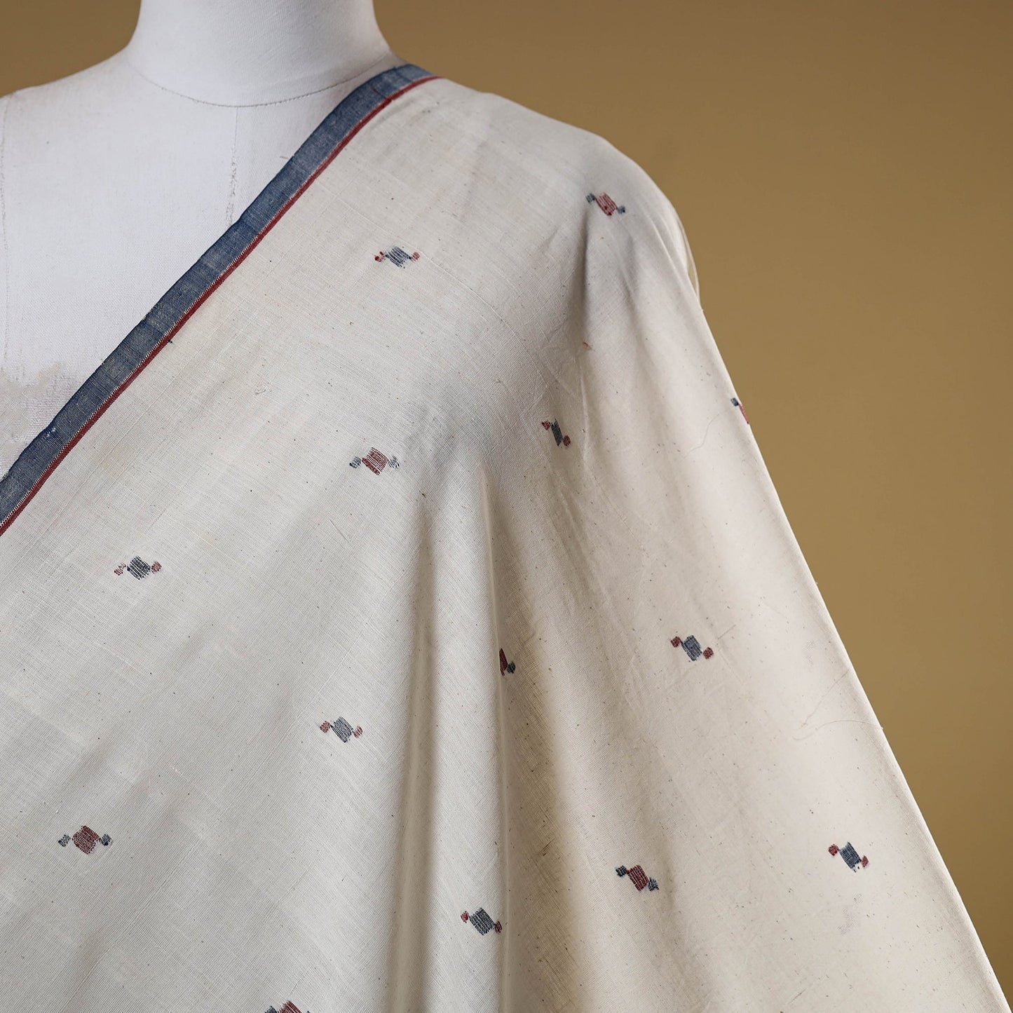 White - handspun handloom natural dyed cotton buti