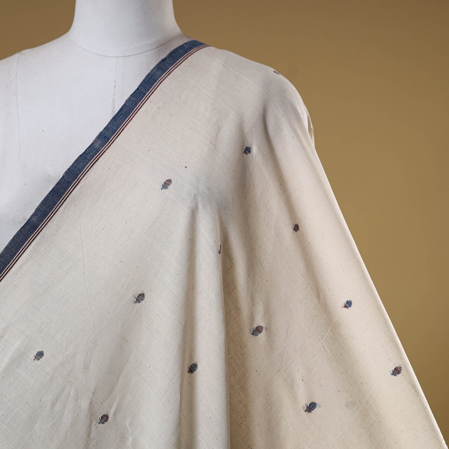White - handspun handloom natural dyed cotton buti