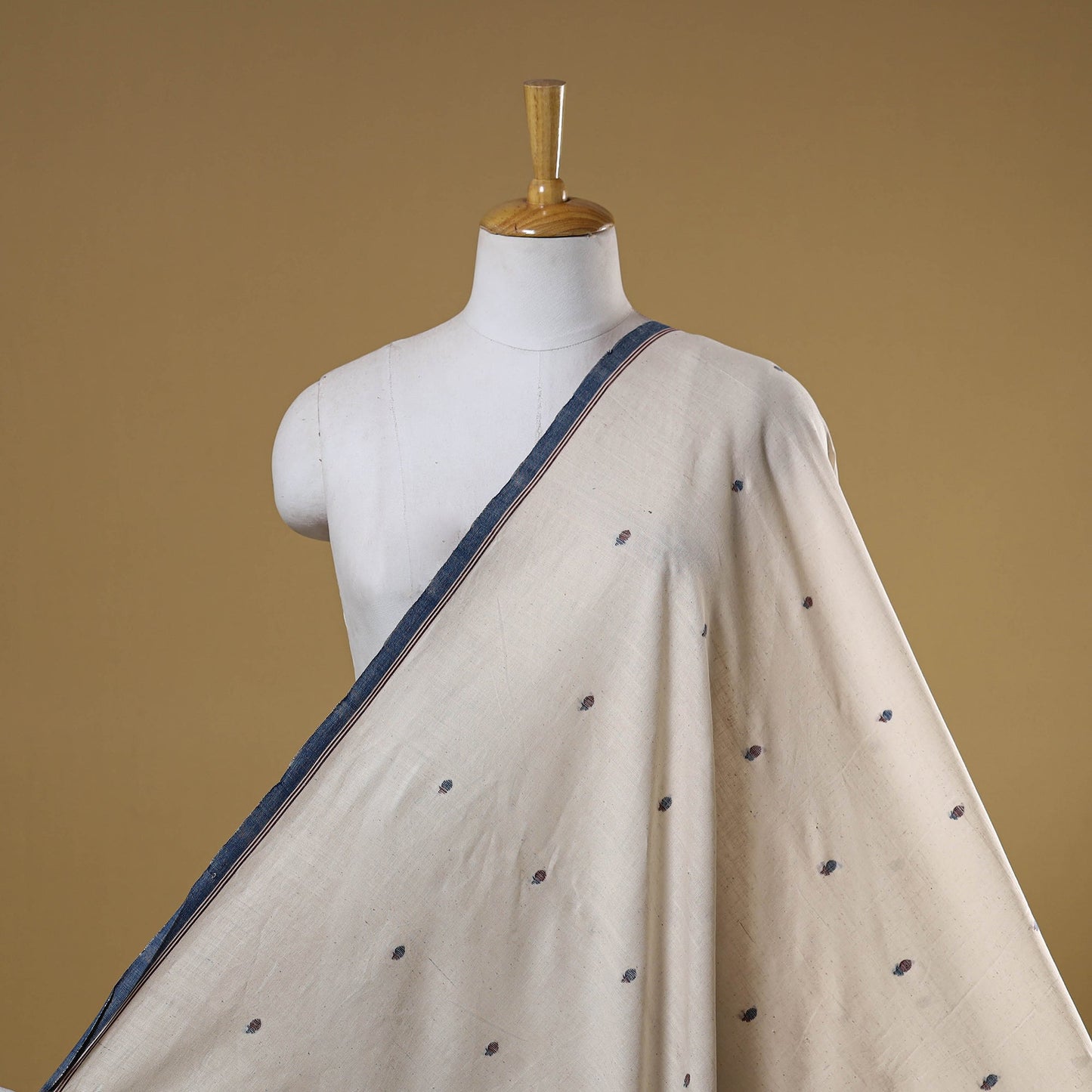 White - handspun handloom natural dyed cotton buti