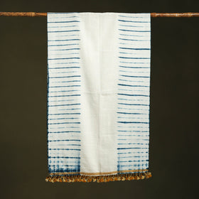 White - handwoven merino wool tie-dye shibori stole 12